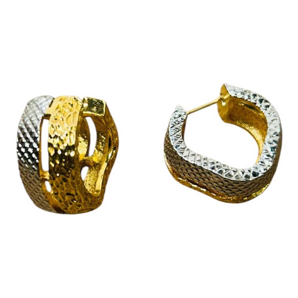 VTG Signed Butler Gold/Silver tone Huggy post earrings Like New!! Statement Rare